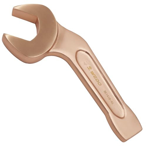 WEDO Llave combinada sin chispas, extremo abierto curvado 45 grados, resistente a explosiones, cobre berilio, BAM/FM/DIN estándar, tamaño 24 mm