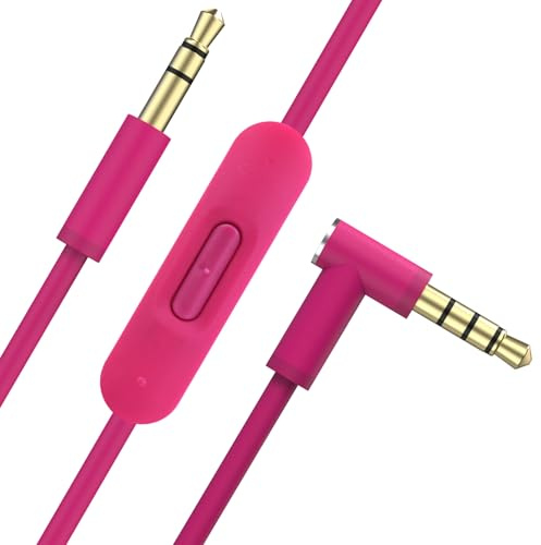 Toxaoii Replacement Audio Cable Cord Wire with in-line Microphone and Control Compatible with Beats by Dr Dre Solo2/Solo 3/Studio 2 3 Pro/Detox/Wireless/Mixr/Executive/Pill Headphones(4.6FT, Pink)