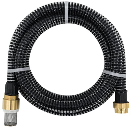 INLIFE Saugschlauch mit Messing-Anschlüssen 7 m 25 mm Schwarz