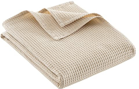 NESILY® Premium Tagesdecke 150×200 cm – Sofa Überwurfdecke – Waffelmuster – Bettüberwurf – Bettdecke für Schlafzimmer – Waffelpique Decke – Bettdecke - Waffeldecke (Beige)
