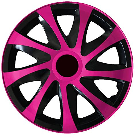 RADKAPPEN-KÖNIG 1STÜCK EINZELN 14 Zoll 14 RKK04 Schwarz-Pink Radkappe Radzierblende