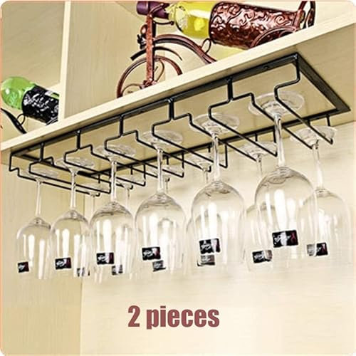 Chyuan 2 piezas de 6 filas soporte para copas de vino colgante, soporte para copas de vino, soporte para copas de vino, soporte invertido, apto para cocinas de bar