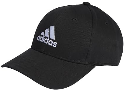 adidas Unisex Cotton Twill Baseball Cap, Black/White, S