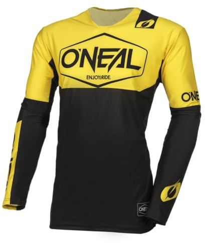 O'NEAL | Motocross-Shirt Langarm | MX MTB Mountainbike | Leichtes Material, ergonomischer Slim Fit Schnitt für perfekte Passform | Mayhem Jersey Hexx V.24 | Erwachsene | Gelb Schwarz | Größe M