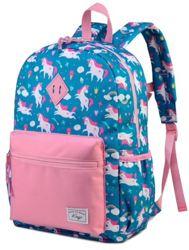 Kasgo Mochila Escolar Infantil, 13L Mochila de Colegio para Niños y Niñas 4-7 años, Resistente al Agua, Apta para Carpeta A4, Correa de Pecho (Unicornio Azul)
