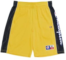 Champion Legacy Retro Sport-Lateral Colorblock Polywarpknit Bermudas Pantalones Cortos, Amarillo/Azul Marino, XXL para Hombre