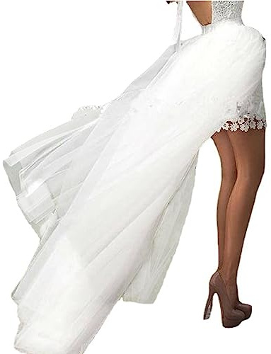 YJZQ - Falda de tul semi skirt para vestido de boda desmontable, tutú enagua irregular delantera corta larga 3 capas, falda deportiva para fiesta de baile, 125