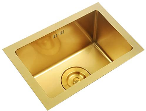 Waschbecken Golden Island Bar Mini-Einzelwaschbecken 304 Edelstahlwaschbecken Unterbauwaschbecken Küche Eingebautes kleines quadratisches Küchenwaschbecken (Farbe: Gold, Größe: 55 * 40 cm)