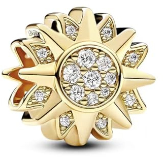 MGIUL Sparkling Sun Charm in Gold Charm für Frauen Armbänder Halsketten mit 5A Cubic Zirconia 925 Sterling Silber Anhänger Perlen Schmuck Geschenk für Mädchen Jungen