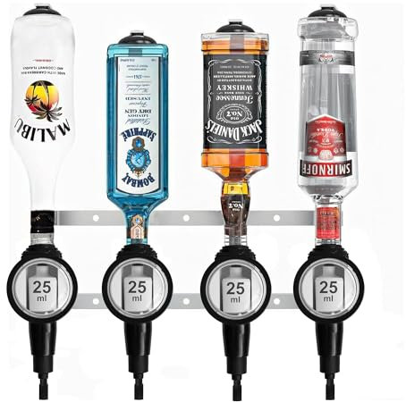 Chabrias Ltd Professional Wall Bar with Spirit Optic – UK-Made Government-Stamped Liquor Dispenser Rail – Heavy-Duty All-Metal Wall-Mounted Bar Optics System (25ml, 4, Wall Bar)