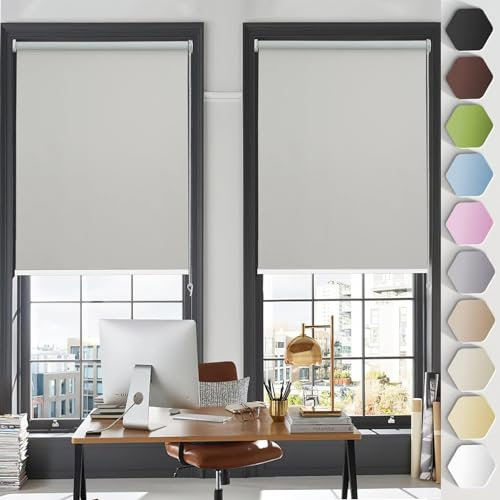 Estor Enrollable Noche y día, 55 x 130 cm Proteccion Solar, Stores Noche y día Estor Noche y día Elegante con Cadena, para Puertas y Ventanas, Gris Claro