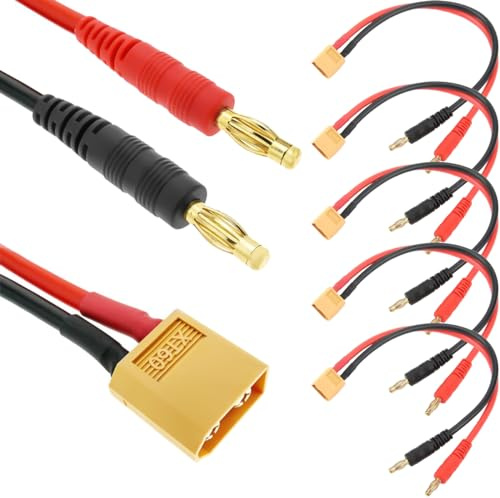 EatPitaya XT90 Männlich Stecker auf 4.0mm Bananenstecker RC Ladekabel Adapter mit 14 AWG 15 cm/5,9 Zoll Kabel für RC-Hubschrauber, Quadrocopter – 2 Stück