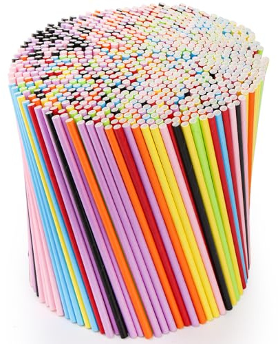 DEAYOU 800 PCS Paper Drinking Straws, Disposable Paper Straws for Mixed Drinks, Party Supplies, Restaurant, Food Service, Birthday, Wedding, Baby Shower, Christmas, Holiday, Gift, Assorted Colors