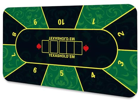 LaiEr Poker Mat 10 Players Texas Hold'em Poker Rubber Mat Poker Topper for Tables Folding Portable Poker Table Top Layoutw for Poker Games Blackjack Casino(160 * 80 * 0.2cm,Green)