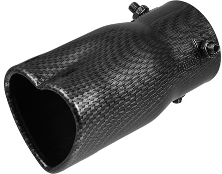 A ABSOPRO Embouts d'échappement de voiture en forme de cœur, diamètre extérieur de 2,48'', sortie de 67x60mm, longueur de 138mm, fixation droite en métal avec motif en fibre de carbone noir