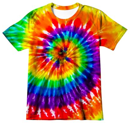 Harycnct Little Kids Rainbow Colorful Neon Tie Dye Shirt 6-16 Years Boys' Girls' Hippies Senior Tie-Dye Tee Tshirt 6
