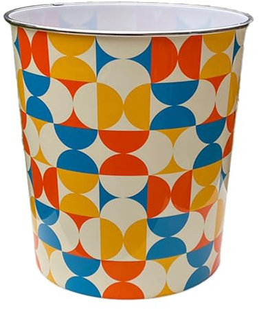 VIVAAS Plastic Waste Paper Basket Bin Floral Round Trash Can Lightweight Recycling Rubbish Bin for Kitchen, Bedroom, Bathroom, Open-Top Outdoor Garbage Container Dustbin, 7.7 Litre (Retro)