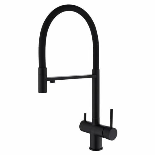XJTNLB Grifo Osmosis 3 Vias Extraible Doble Asa Grifo de Cocina 3 en 1 Doble Salida de Agua Grifos Osmosis Fregadero Negro