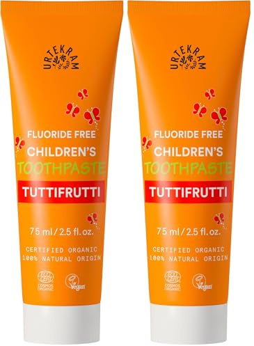 Urtekram Kinder Tutti-Frutti Zahnpasta Bio, ohne Flour, 75 ml (Packung mit 2)