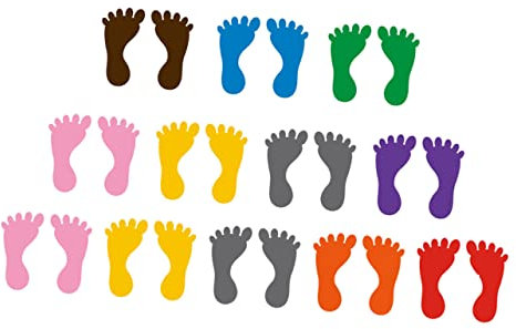 CORHAD 12 Paare Fußabdruck Aufkleber Für Kindergarten Selbstklebende Fußform Aufkleber PVC Bodenaufkleber Bunte Fußabdrücke Für Badezimmer Und Glatte Oberflächen Einfach Zu