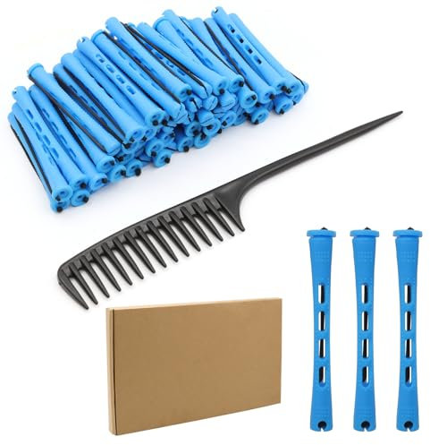 VEGCOO Kit permanente da 60 pezzi, bigodini per capelli di piccole dimensioni da 0,9 cm, con pettine, bacchette per capelli a onde fredde per capelli corti e lunghi, strumento per lo styling fai da te