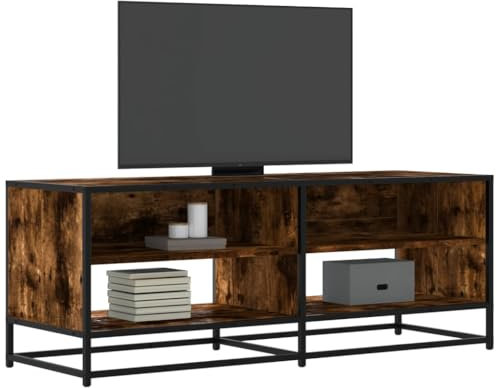 Sufrk Meuble TV en chêne fumé 120,5 x 40 x 46 cm en bois multicouche et métal-meuble TV meuble meuble TV meuble meuble industriel table basse vintage console pour salon