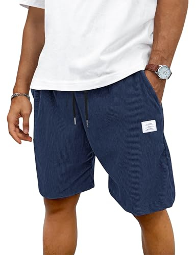 TARAINYA Mens Corduroy Shorts Cotton Casual Drawstring Summer with Pockets | 65%Cotton 35%Polyester,regular fit,drawstring elastic waist,slight stretch,beach