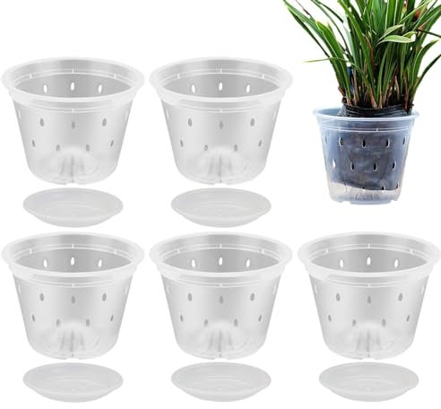 POTS ORCHID – Maceta transparente con ranuras transpirables | Ollas de orquídeas claras, contenedores para orquídeas, jardineras para orquídeas exteriores interiores, jardineras de orquídeas