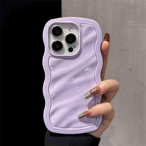 VFDHN Bonbon-Telefonhülle mit Wellenmuster für iPhone 11 12 13 14 15 16 Pro Max, stoßfeste Silikon-Stoßstangenabdeckung, lila, für iPhone 13
