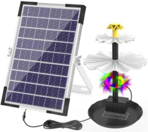 Fontana Solare Fontana d'acqua fai da te Fontana solare per uccelli Fontana con pompa per fontana con pannello solare multifunzione per la decorazione del giardino fontana(6W-LED)