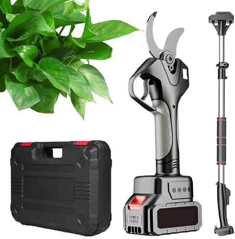 Tijeras de podar extensibles, tijeras de podar eléctricas inalámbricas, tijeras de podar para jardinería, cortador de ramas recargable para exteriores con batería de litio y varilla,2*batteries