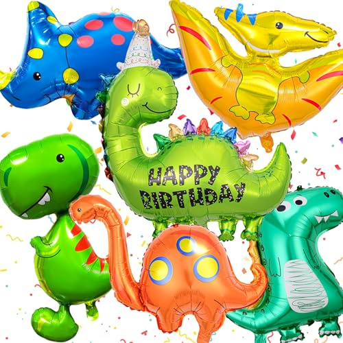6 Stück Dinosaurier Folienballon, Dino Helium Ballon, Dinosaurier Folienballon, dino geburtstag deko, Dino Party kindergeburtstag Deko Geeignet für Dschungel Deko Geburtstag