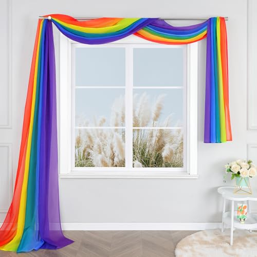 Yujiao Mao Querbehang Voile Freihandbogen Deko Regenbogenfarben Gardineschal Modern Transparent Vorhänge BxH 140x300cm