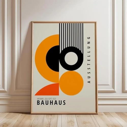 Mid Century Modern Bunte Orange Bauhaus Leinwand Poster Drucke Wand Kunst Bild Für Wohnzimmer Dekor 50X70Cm Kein Rahmen