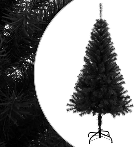 Mokuyary Künstlicher Weihnachtsbaum mit Ständer Schwarz 150 cm PVC, Weihnachtsbaum künstlich mit Metallständer Naturgetreu Tannenbaum Schnellaufbau für Zuhause, Büro, Geschäfte Dekoration