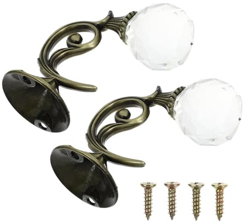 Toyvian 2 Piezas Soportes de Cortina de Aluminio con Cristal Ganchos Decorativos para Colgar Cortinas y Visillos de Fáciles de Instalar Compactos y Elegantes para Decoración de Hogar