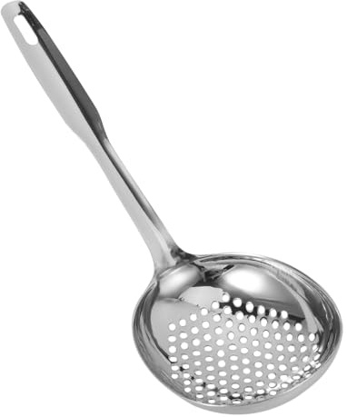 Cabilock Cuchara Espumadera De Acero Inoxidable Cuchara Ranurada Para Pasta Y Comida Frita Coladora De Mano Mango Largo Con Orificio Para Colgar Utensilio De Cocina 13.18 X 4.40 X 1.18in 1 Pieza