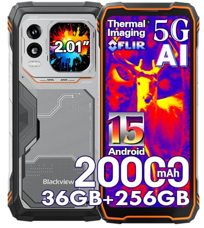 Blackview Xplore 1 Pro Wärmebildkamera Outdoor Handy ohne Vertrag Android 15, 36GB+256GB/2TB 20000mAh Smartphone Gemini AI, 6,78FHD+, 64MP+50MP, Outdoor Smartphone Wasserdicht IP68,NFC/OTG/FM,Orange