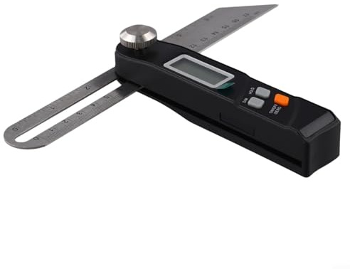 LatoYard Goniometro digitale angolare per lavorazione dei metalli, righello elettronico scorrevole in acciaio inox con rotazione a 360 gradi e design pieghevole