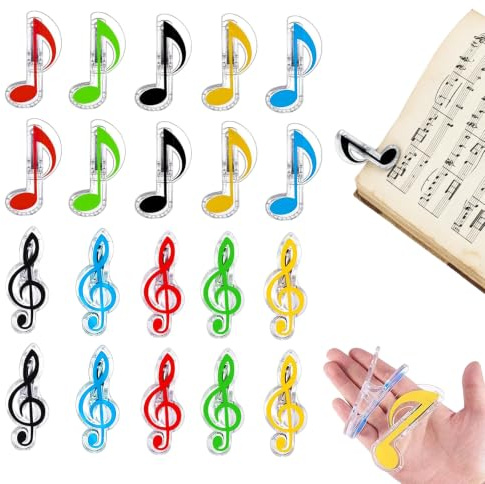 Junhonze 20 PièCes Pinces à Musique En Plastique - Partitions Pince Papier | Musique Papier Clip Support, Pour Les Pupitres à Partitions, Le Rangement Des Livres Et Les Fournitures De Bureau