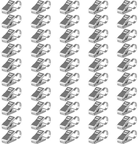 BIHRTC Pack of 50 Curtain Clips Thickening Stainless Steel with Hooks Lights Hanger Small Metal Wire Holder for Shower Home Decoration Photos Picture Arts Crafts Display Outdoor Activities Supplies