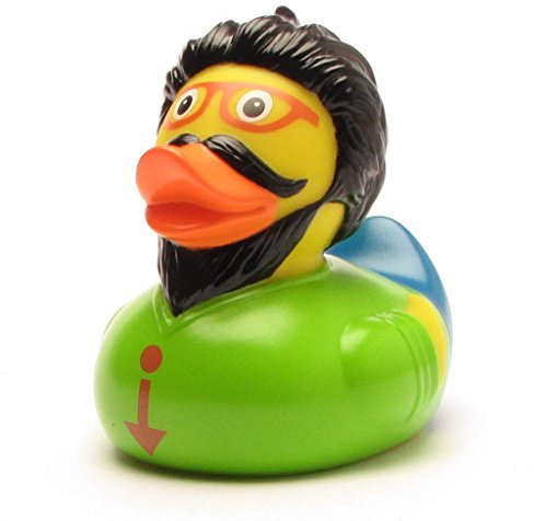 Quietscheente Hipster I Badeente I L:7cm I inkl. Badeenten-Schlüsselanhänger im Set