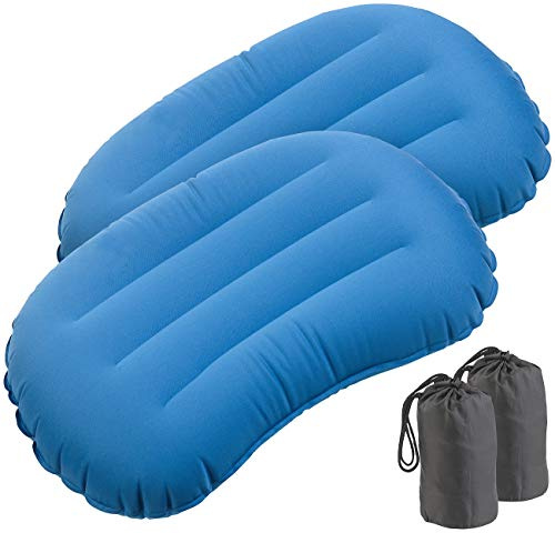 Semptec Urban Survival Technology Kissen für Reisen: 2er-Set ultraleichte Reisekissen mit Tragetasche, schnell aufblasbar (Aufblasbares Kissen Outdoor, Camping Kopfkissen aufblasbar, Auto)