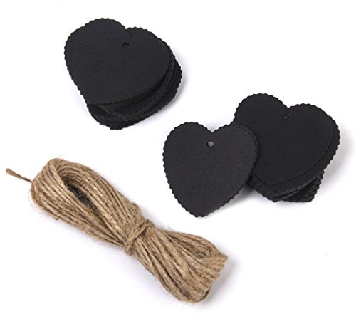 Phenovo Geschenkanhänger für Hochzeit, Papier, Karton, ca. 100 Stück, Herz (schwarz)