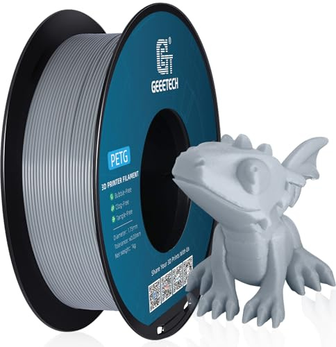 GEEETECH 3D Filament PETG 1,75 mm 1 kg für 3D-Drucker Maßgenauigkeit +/- 0,02 mm, Grau