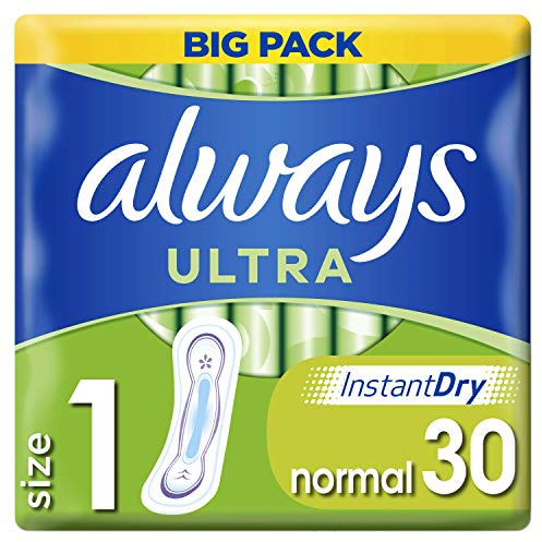 Always Ultra Binden Normal (Größe 1) 30 Binden, Super saugfähig Und Superdünn, Für die Menstruation