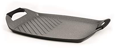 Aeternum Pistra Doppia Petravera, Doppio Piano per Piastrare e Grigliare Contemporaneamente, Adatta all'Induzione, 44 x 29 cm