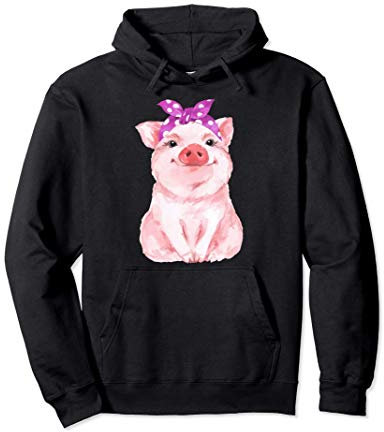 Schwein mit Bandana für Mädchen und Frauen Pullover Hoodie