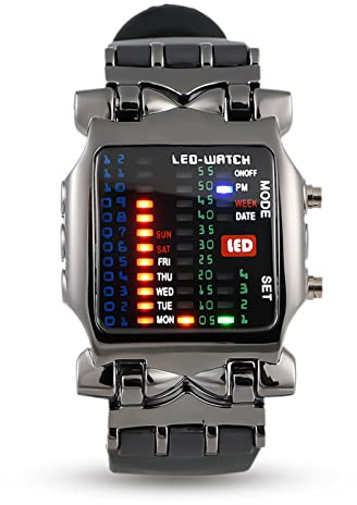 DAUERHAFT Orologio Impermeabile a LED, Orologio da Polso elettronico da Donna con Data Elettronica, Display Binario accurato con Cinturino Regolabile in PU