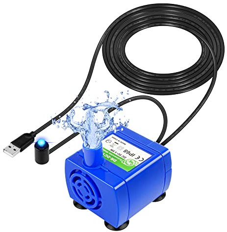 Pompa dell'acqua per animali domestici, pompa di ricambio per fontana per gatti, pompa a bassa potenza da 5 V 2 W con luce a LED, cavo da 1,8 m, super silenziosa